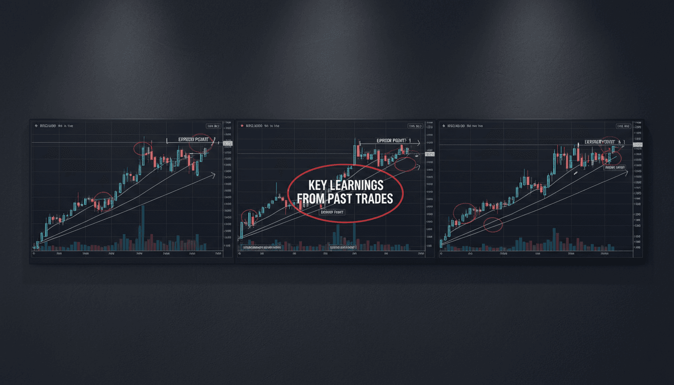 Trading charts with marked common mistakes and patterns