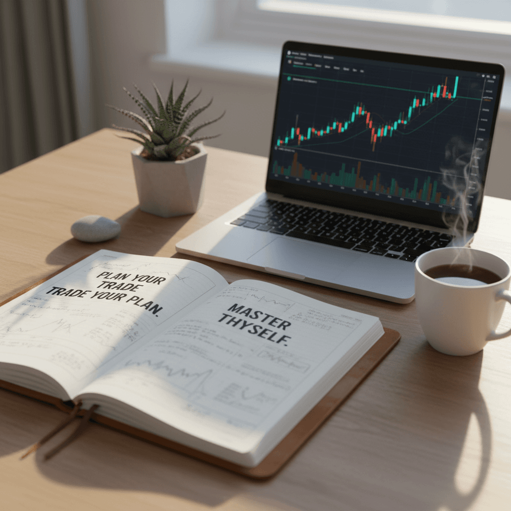 Trader reviewing daily journal and consistency